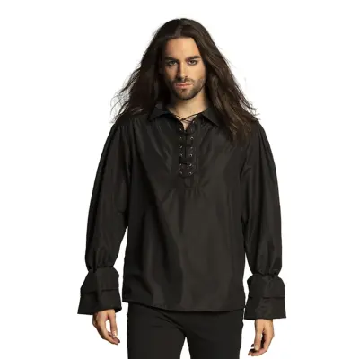 Piratskjorta Svart - S/M