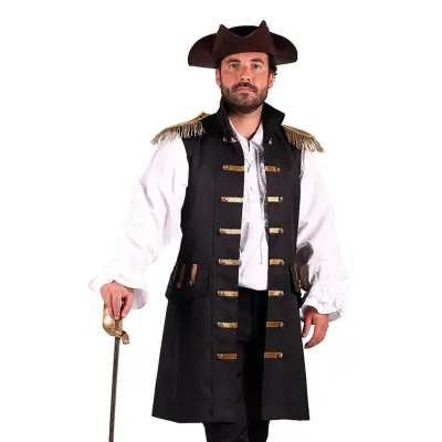 Piratväst Svart Herr Deluxe - X-Large