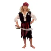 Randig Piratflicka Barn Maskeraddräkt - Small