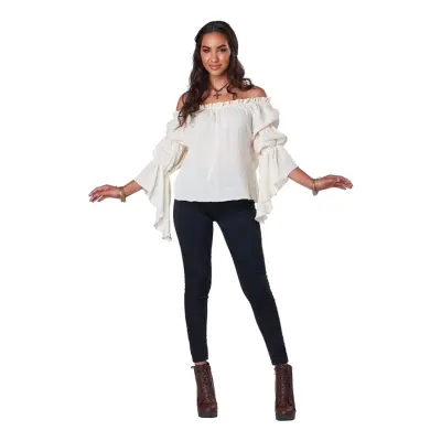 Vit Pirat/Renässans Blus - Large/X-Large