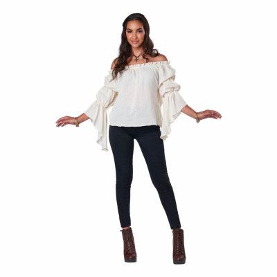 Vit Pirat/Renässans Blus - Small/Medium