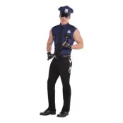 Kortärmad Polis Maskeraddräkt - Large