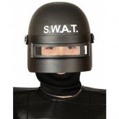 Svart SWAT-hjälm med visir