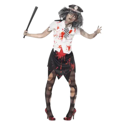 Zombie Kvinnlig Polis Maskeraddräkt L