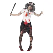 Zombie Kvinnlig Polis Maskeraddräkt S