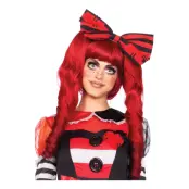 Docka Röd Deluxe Peruk med Avtagbara Tofsar - One size
