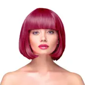 Peruk Kort Rakt Hår - Vinröd