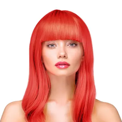 Peruk Långt Rakt Hår - Röd