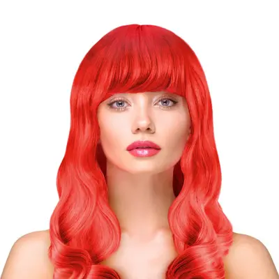Peruk Långt Vågigt Hår - Röd