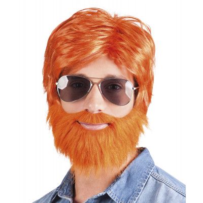 Peruk Med Skägg Orange