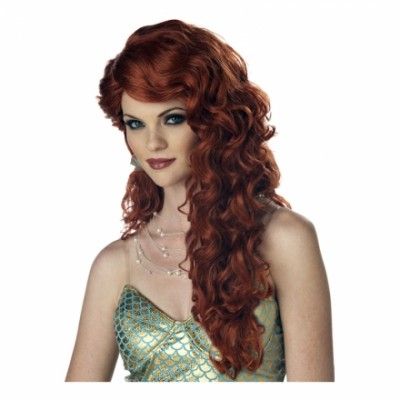 Sjöjungfru Rödbrun Peruk - One size