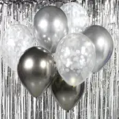 Ballongbukett Silver/Vit - 7-pack