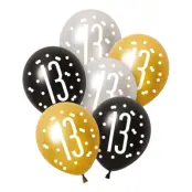 Ballonger 13 Svart/Silver/Guld - 6-pack