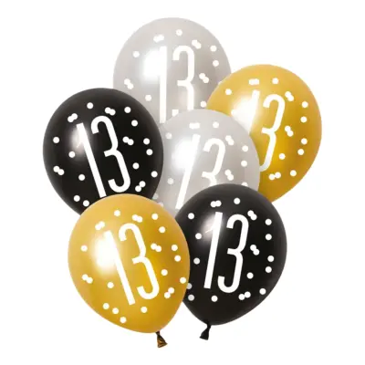 Ballonger 13 Svart/Silver/Guld - 6-pack