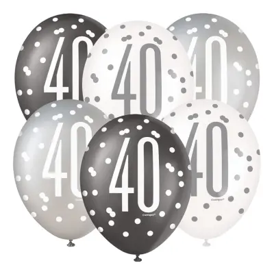 Ballonger 40 Svart/Vit/Silver - 6-pack