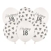 Ballonger Happy 18 med Rosetter - 6-pack