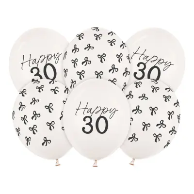 Ballonger Happy 30 med Rosetter - 6-pack