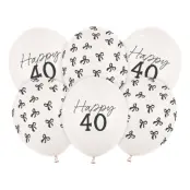 Ballonger Happy 40 med Rosetter - 6-pack