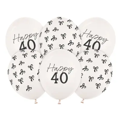 Ballonger Happy 40 med Rosetter - 6-pack