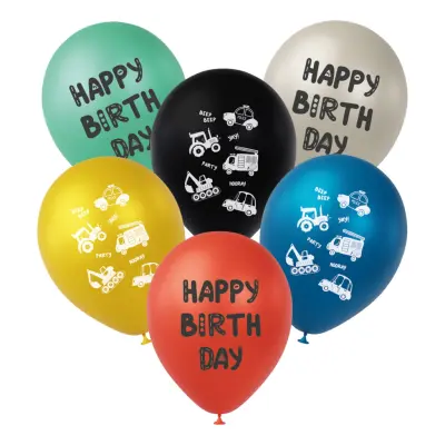 Ballonger Happy Birthday Vägarbete - 6-pack