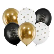 Ballonger Happy New Year Guldmix - 6-pack