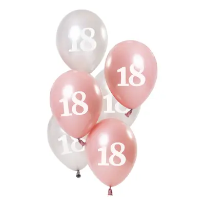 Ballonger Rosa/Silver 18 År - 6-pack
