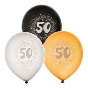 Ballonger Svart/Silver/Guld 50 - 6-pack