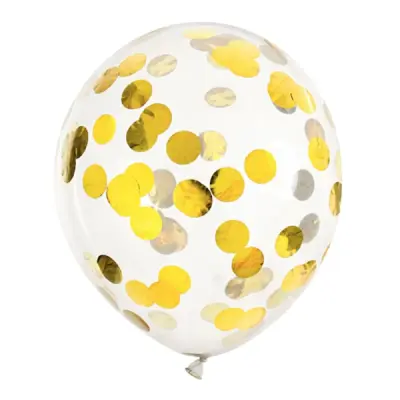 Konfettiballonger Guld Metallic - 6-pack