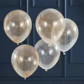 Konfettiballonger med Guldstrån - 5-pack