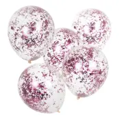 Konfettiballonger Rosa/Transparent - 5-pack