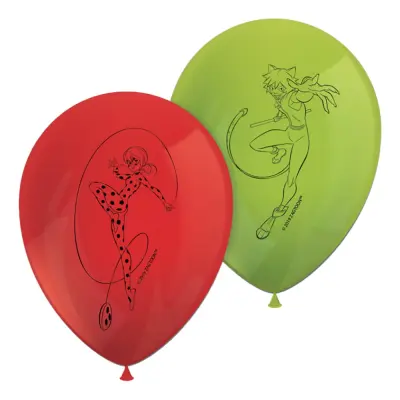 Latexballonger Ladybug Rod/Grön - 8-pack