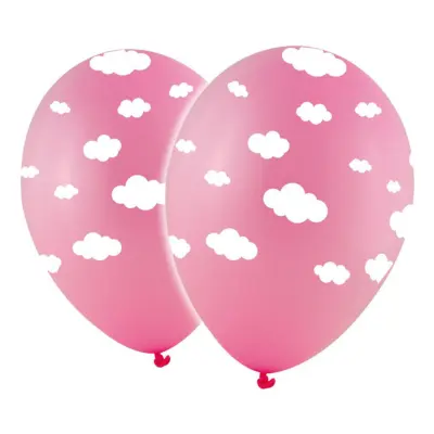 Ballonger Rosa med Vita Moln - 10-pack
