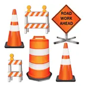 Pappersdekorationer Road Work Ahead - 6-pack