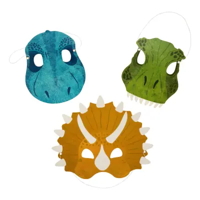 Pappersmasker Dinosaurier - 6-pack
