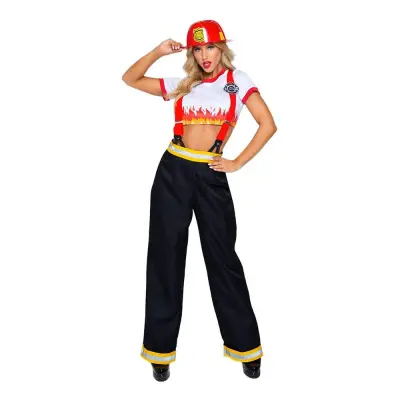 Kvinnlig Brandman Dam Deluxe Maskeraddräkt - Small