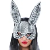 Sexig Silverfärgad Bunny Mask med Nitar