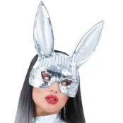 Sexig Silverfärgad Disco Bunny Mask