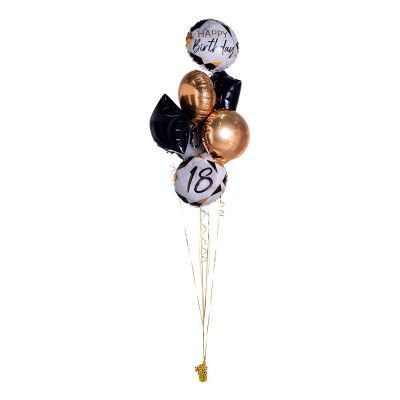 Ballongbukett Marble Birthday 18 Guld/Svart