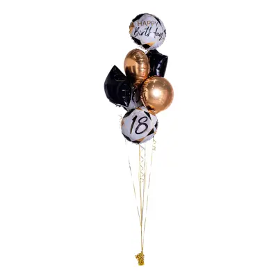Ballongbukett Marble Birthday 18 Guld/Svart