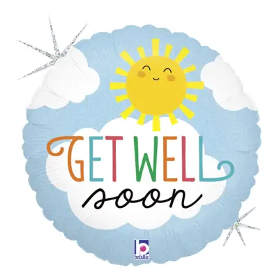 Folieballong Get Well Soon Holografisk - 45 cm