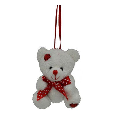 Nalle Vit med Prickig Rosett - 1-pack