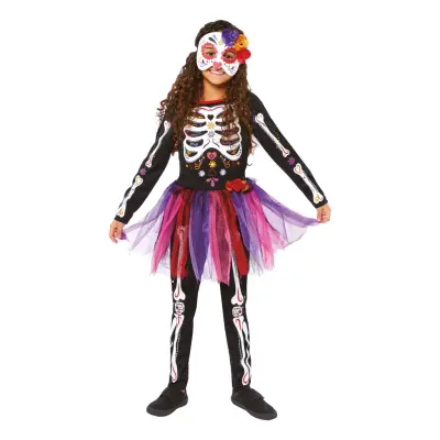 Day of the Dead Klänning Barn Maskeraddräkt - Large
