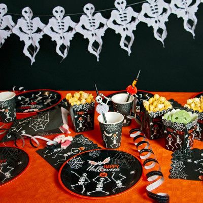 Halloweendukning Paket Halloween Skelett - 8 personer Dukningspaket