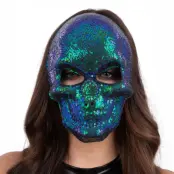 Paljettmask Dödskalle Blå/Grön - One size