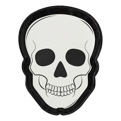 Papperstallrikar Skelett Halloween - 8-pack