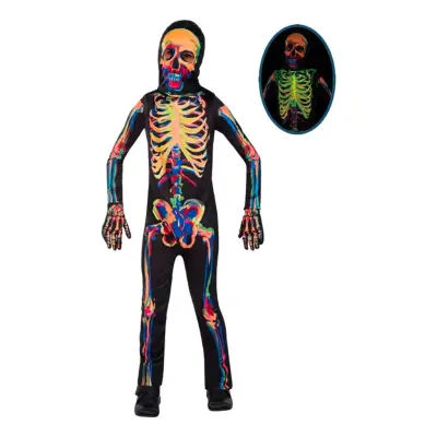 Självlysande Skelett Barn Maskeraddräkt - Medium