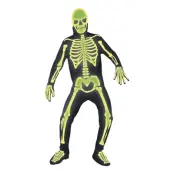 Självlysande Skelett Maskeraddräkt - Medium