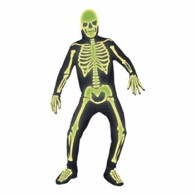 Självlysande Skelett Maskeraddräkt - Medium
