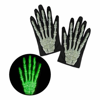 Självlysande Skeletthandskar - One size