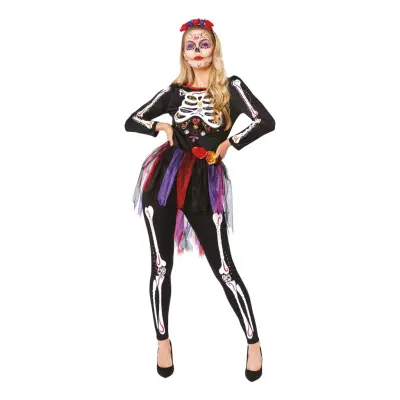 Skelett Dam Maskeraddräkt - X-Small